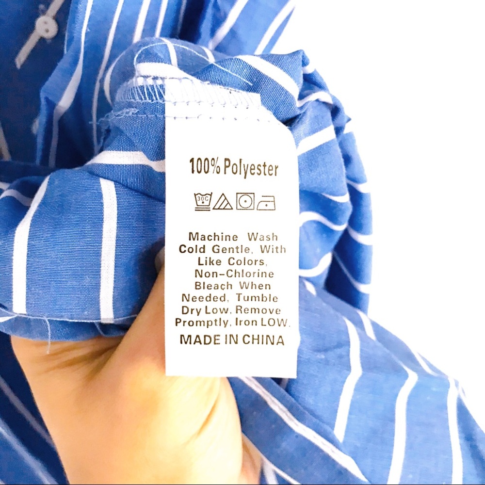 💙 BLUE WHITE STRIPE COLLARD SHIRT MAXI DRESS! - Picture 10 of 11